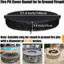 Round Fire Pit Covers for In-Ground Fire Pit 52-56 inch Heavy Duty Weather-resistant 600D Waterproof Outdoor Firepits Cover, Built-In Stone Fire Pits All-Season Protective Cover, Black