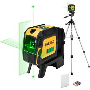 PREXISO Laser Level with Tripod & 2 Plumb Dots - 100 Ft Green Point Laser Level Self Leveling - Plumb Spot Alignment Cross Laser Line Tool for Construction, Ceiling, Floor Tile with Magnetic Base