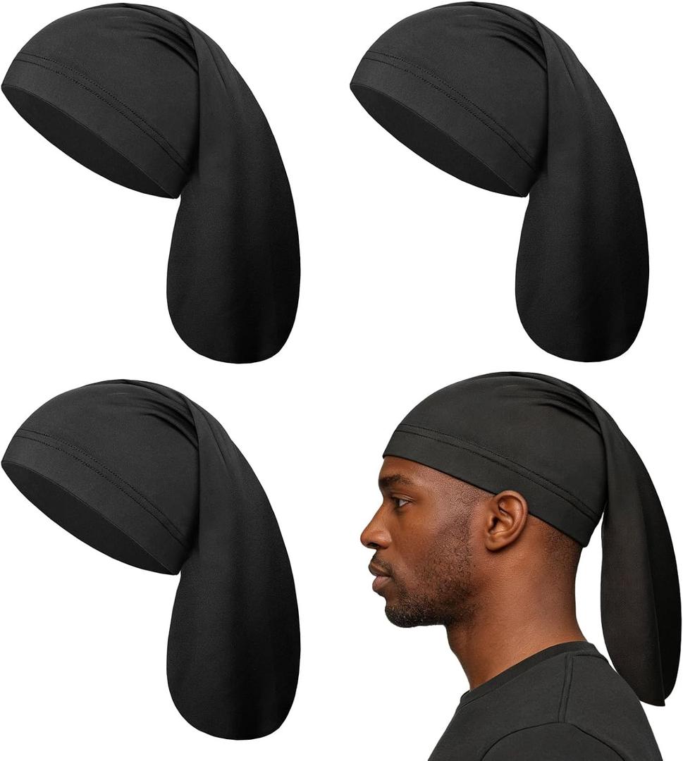 4pcs Black Dreadlock Cap Unisex Large Satin-Like Bonnet for Long Dreads Head Wrap Locs Caps Dreadlocks Hair Sleeve Sleep Cap for Long Curly Hair Accessories Men Women