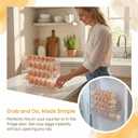 Refrigerator Egg Trays,Automatic Rolling Egg Holder Organizer for Refrigerator Slide Design Egg Dispenser, Food Grade Material, Large Capacity Storage 32 Count (Clear)