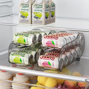 Drink Organizer for Fridge, Soda Can Organizer Dispenser for Refrigerator with Automatic Rolling,Organize Standard Size 11.15oz or 12oz Cans Drink,Save space for Fridge、Kitchen、countertop （2 pack）