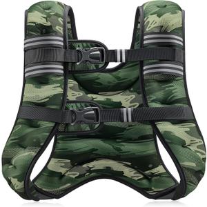 ZELUS Weighted Vest, 6lb/8lb/12lb/16lb/20lb/25lb/30lb Weight Vest with Reflective Stripe for Workout, Strength Training, Running, Fitness, Muscle Building, Weight Loss, Weightlifting (Forest Green Camo)