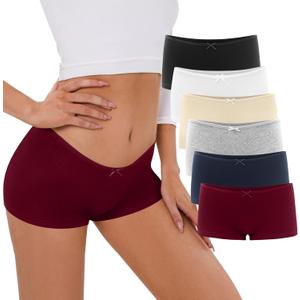 Uizuooy Boyshorts Panties for Women Cotton Boxer Briefs Seamless Underwear Anti-chafe Shorts (Small, Multicolored-1-3901)