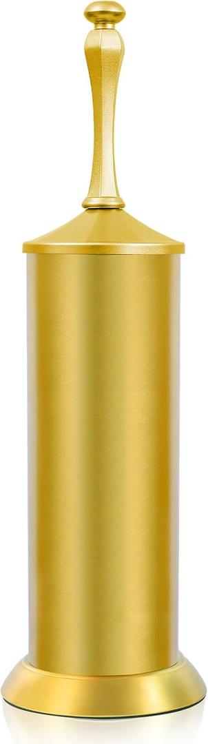 Brass Toilet Brush and HolderExtra Long Handled Gold Toilet Brush for BathroomStainless Steel Heavy Duty Toilet Bowl Brush,Deep Cleaning Modern Toilet Cleaner Brush -Space Saving, Covered Brush