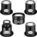 5 Pcs Jewelers Loupe Portable Monocular Magnifier Magnifying Glass Eye Loops Magnifier with 30 x 36 mm Lens Watch Jewelry Experimental Repair Tool for Textile Optical Circuit Coins (5X 10X 15X 20X)
