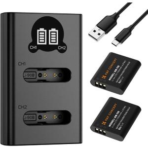 K&F CONCEPT Ricoh DB-110 Battery 1100 mAh with Dual Slot LCD Charger, Compatible with Ricoh GR III, GR IIIx, Theta X, WG-6, G900 II, G900SE II, Compatible with Olympus TG7/ 6/ 5/ 4/ Li-90B/ Li-92B