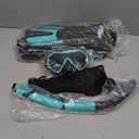 CTSAYTL Snorkeling Gear for Adults, 4 in 1 Travel Size Mask Fins Snorkel Set with Panoramic View Anti Fog Mask, Dry Top Snorkel, Trek Fins and Travel Bag, Snorkel Gear for Swimming Diving Snorkeling, Size: L/XL(42-47)