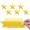48 Pcs 6 Inch Gold Star Cutouts Double Printed Paper Gold Cutouts Glitter Star Decor Decoration Cardboard Red Carpet Party Supplies for Bulletin Boards Christmas Weddings