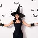 2 x Short Lace Fingerless Gloves,mesh gothic Black Hand Sleeve, Vintage Sexy Wedding Cuffs for Women Masquerade Halloween Party (Black)