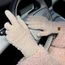 Womens Gloves with Touchscreen Winter Chenille Warm Knit Glove for Cold Weather (Beige)