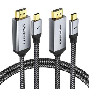 WARRKY 4K 60Hz USB C to HDMI Cable 3.3ft 2Pack [Anti-Interference Gold-Plated Plugs] Aluminum Type-C to HDMI 2.0 Cord, Thunderbolt 3/4/5 Compatible for iPhone 15/16 Series, MacBook, iMac, iPad, Galaxy