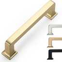 Kitchen Cabinet Hardware - 3.75 Inch Brass Cabinet Pulls, 10 Pack, Gold Cabinet Knobs, Cupboard Handles (3.75"/96MM Hole Center)