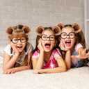 10 x Chipmunks Costumes Set,Chipmunk Ears Headband Black Round Frame Glasses,Fluffy Animal Hairband for Halloween Costume Accessories,Cosplay Party Supplies