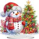 JJFox DIY 5D Tabletop Diamond Art Painting Kit Desktop Ornament Special Shaped Rhinestone Desk Placement OrnamentHome Stand Up Gem Painting Craft KitGift (Christmas Snowman)