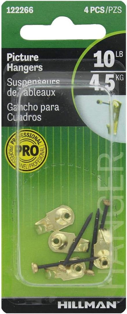 Hillman Professional Picture Hangers 10 Lb Brass Plated Blue Carded