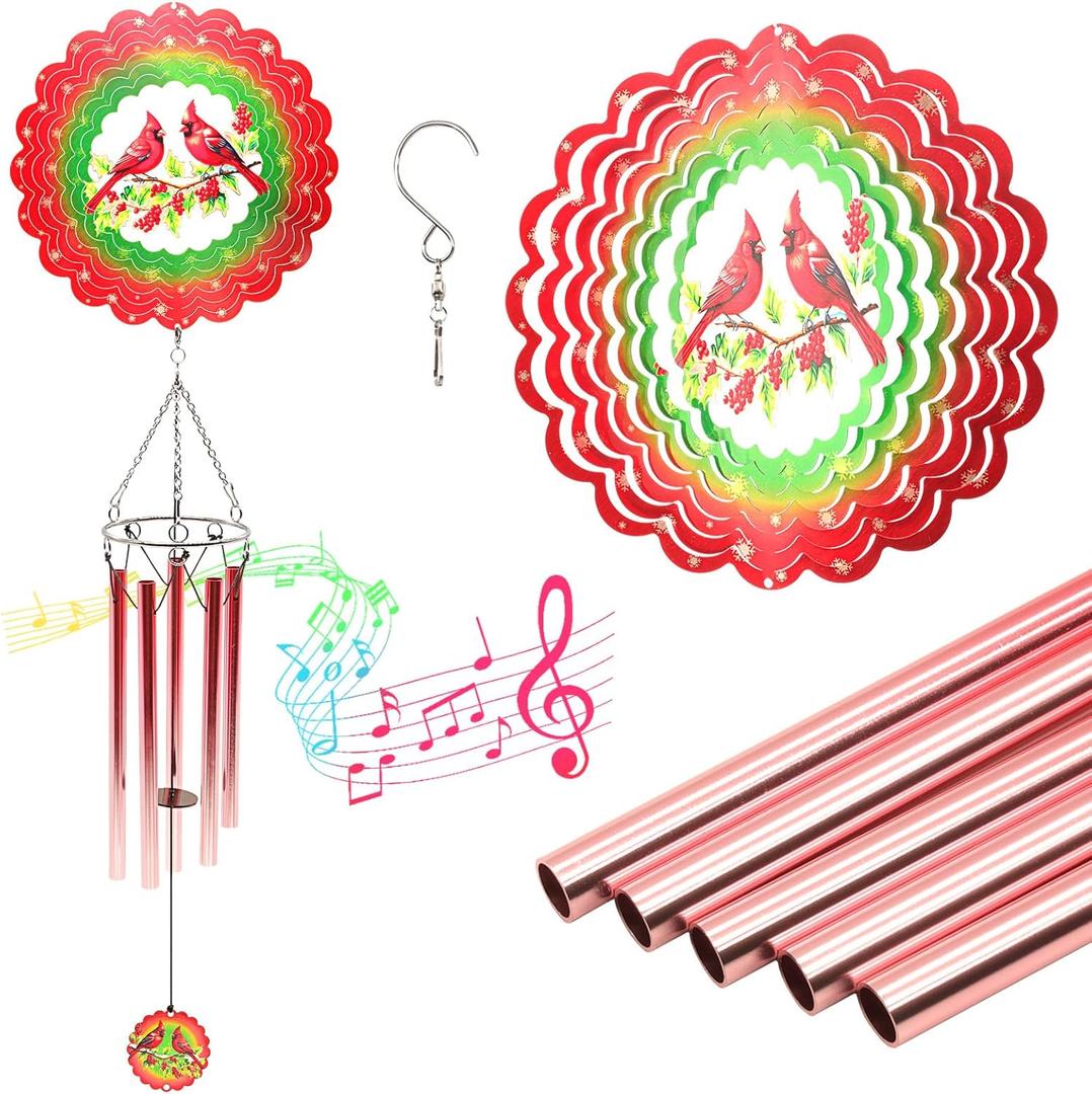 Wind Chimes with Cardinal Wind Spinner, Mom Gifts for Christmas Grandma Mom Women Birthday Retirement Teacher, 31" Windchimes Outdoor Decor Hanging Mobile for Garden Porch Patio Backyard