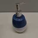 KERMANDO Ceramic Soap Dispenser â€“ 16oz Refillable Lotion or Liquid Soap Bottle with Pump, Blue and White Speckled Glaze, Modern Ceramic Bathroom and Kitchen Countertop Accessory