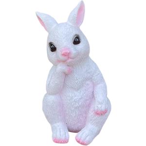 Easter Bunny Statue, Spring Tabletop Decoration, Cute Rabbit Figurine for Indoor Outdoor Easter Decor (Bunny Thinking)