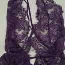 Avidlove Women One Piece Lingerie Lace Bodysuit Deep V Teddy Mini Babydoll (X-Large, Dark Purple)