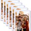 6 Packs 6x9 Picture Frame White, Engineered Wood 6 x 9 Photo Frame, 6 by 9 Photo Poster Frame for Wall Hanging and Tabletop Set of 6, White
