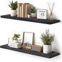 Floating Wall Shelves 2-Pack - 36-Inch Rustic Black Wooden Shelves for Storage and Dcor, Easy Installation for Living Room, Bedroom, and Kitchen