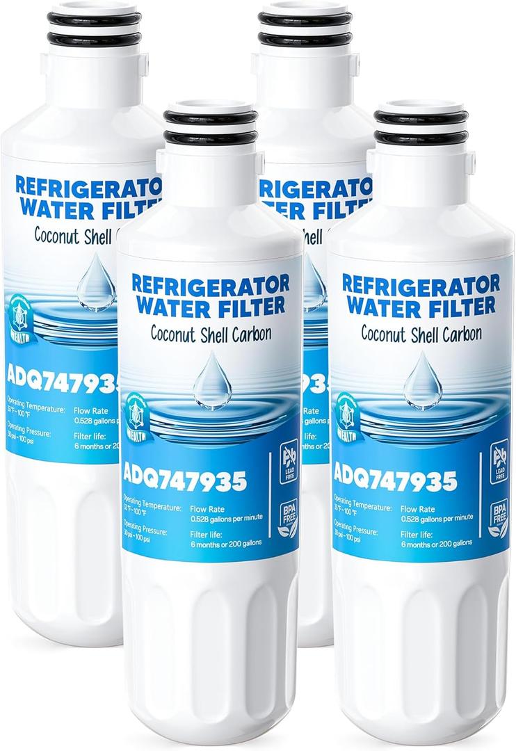 LT1000P Water Filter Replacement Fit for L-G Lt1000P/PC/PCS Compatible with L-G Models ADQ747935, ADQ74793501/02, MDJ64844601, LFXS26973S, LMXS30796S Water Filters, 4Packs By AVXBYR