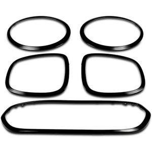 5PCS Front Grille Frame Surround Trim Headlight Taillight Trim Ring Compatible with 2014-2021 Cooper F55 F56 F57 51137449207 Glossy Black