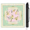 Lemon Mahjong Mat with Rules for Table-31.5''x31.5''Floral Bird American Mahjong Mat Anti-Slip Neoprene Rubber Noise Reducing,Foldable Travel Game Tablecloth for Poker Card Board Games Dominoes
