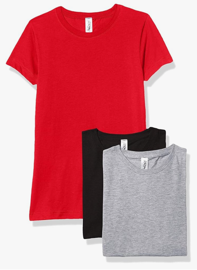 Marky G Apparel Girls' Fine Jersey Short-Sleeve Crew-Neck T-Shirt (Pack of 3)2XL
