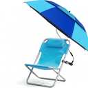 48.6" Chair Umbrella with Clamp, Blue | 360° Adjustable Beach Chair Umbrella, UPF50+ Sun Protection, Portable Bag