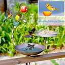 Deck Mounted Bird Bath, 2 in 1 Bird Feeder for Balcony with Fruit Spear, Railing Bird Feeder for Porch Patio Garden