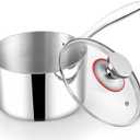 TeamFar 3qt Saucepan with Lid, Stainless Steel Tri-ply Pasta Sauce Milk Pan Small Cooking Pot with Ergonomic Handle, for Induction/Gas/Electric/Ceramic, Healthy & Heavy Duty, Dishwasher Safe