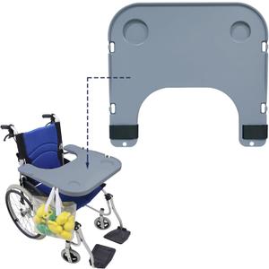 Wheelchair Tray Table with Cup Holder, Detachable Removable Universal Table Tray for Eating Reading Resting, Durable Wheelchair Mobility Scooters Accessories for Seniors & Adults (Grey)