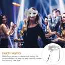 NUOBESTY Full Masquerade Mask with Stick Venetian Halloween Costume Mask Mardi Gras Mask for Womens Cosplay(Silver) Dancing Party Masks