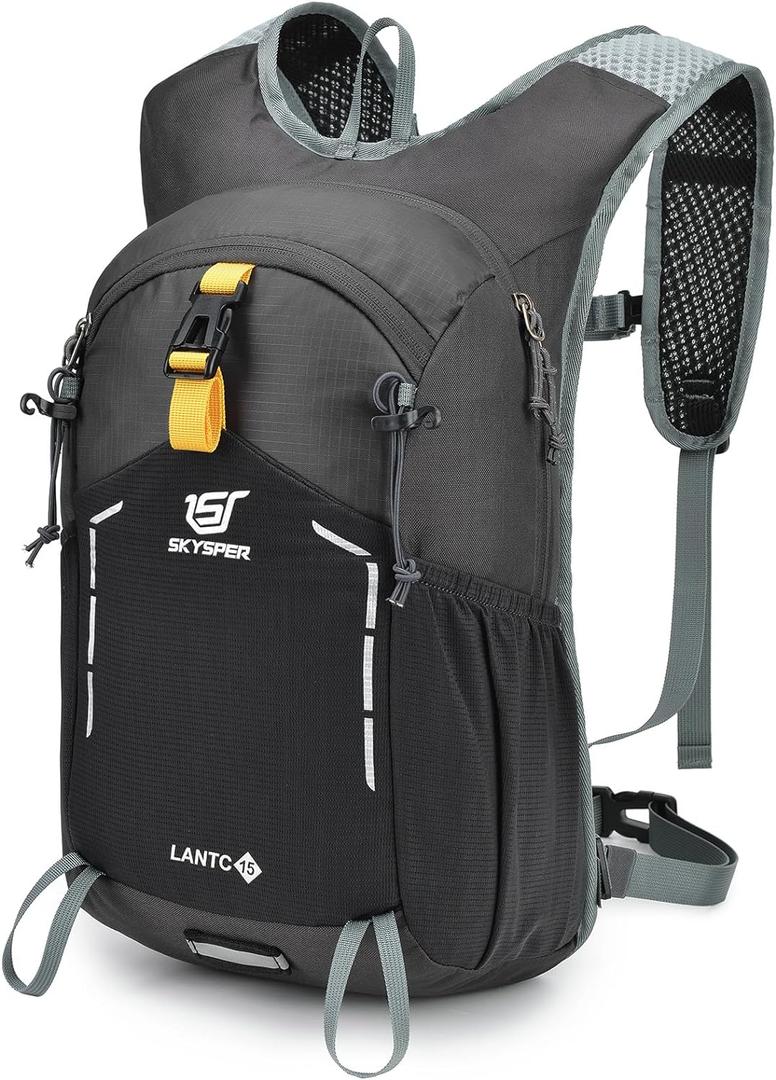 SKYSPER Small Hiking Backpack - 15L Travel Daypack Lightweight Bag Water Resistant Hiking Backpacks for Women Men (Dark Gray)