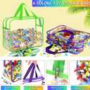 6 Packs Large Toy Storage Bags with Labels, Reusable Clear PVC Board Game Storage, Travel Waterproof Organizer Bags with Zipper for Building Blocks, Puzzle, Kids Books（6 Colors）