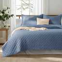 Bedsure Quilts Queen Size - Ultra Soft Queen Quilt Bedding Set for Modern & Coastal Bedrooms, Lightweight All-Season Comforter with 2 Pillow Shams, Mineral Blue Summer Bedspread Coverlet 90x96 Inch