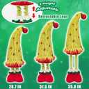 Standing Christmas Tree Gnome Plush Decoration - Large Xmas Green Red Gnome w/Retractable Spring Legs(25-35) Handmade Elf Doll, Gift for Indoor Outdoor Home Porch Yard Garden Decor