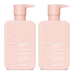 MONDAY HAIRCARE Clarify Shampoo and Conditioner Set 12 oz for Oily Hair Made with Grapefruit Extract, Coconut Oil, Shea Butter, Vitamin E and Pro-Vitamin B5