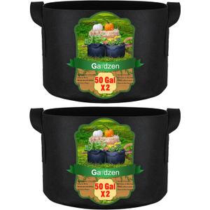 Gardzen 2-Pack 50 Gallon Grow Bags, Aeration Fabric Pots with Handles, Pot for Plants