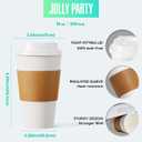 JOLLY PARTY [50 Pack] 16 oz Paper Coffee Cups, Disposable Paper Coffee Cup with Lids, Sleeves, and Stirrers, Hot/Cold Beverage Drinking Cup for Water, Juice or Tea, Suitable for Home, Shops and Cafes (EXP 07/15/26)