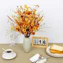 12 PCs Artificial Fall Flowers 17 Inches Vintage Autumn Stems Rustic Fall Floral Picks with Orange Forsythia Daisy Flowers Wildflower Stems for Farmhouse Indoor Vase Table Centerpieces Decor