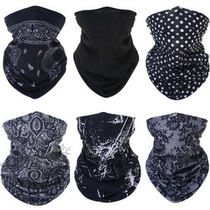 2 x 6 PCS Unisex Neck Warmer, Seamless Tube Balaclava, Face Cover, Cycling Mask, Ski Snood, Multifunctional Headwear, Neck Gaiter (Multicolor) (Black)
