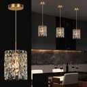 Modern K9 Crystal Pendant Lights Kitchen Island,1 Lighting Gold Chandeliers for Dining Room Light Fixtures Over Table,Hanging Chandelier for Kitchen Island Entryway Bathroom BedHead Light