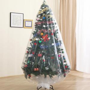 Christmas Tree Disposal Bag, Clear Extra Large 9x6ft Tree Storage Bag Cover, Jumbo Heavy Duty Plastic Xmas Tree Removal Bag for Upright