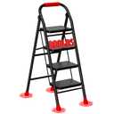 4 Step Ladder, Foldable Step Stool with Wide Anti-Slip Pedal & Thick Rubber Feet, Cushioned Handle, Safe-Lock Design, Folding Portable Ladder for Multi-Purpose, 800lb, Black Red