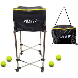 Tennis Ball Cart Removable Pickleballs Hopper with Wheels Basket Hold Up to 160 Balls for Tennis Ball (Black)