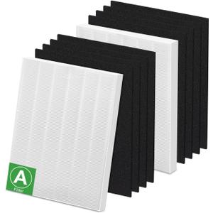 True High Efficiency C535 Replacement 115115 Filter A Compatible with Winix PlasmaWave C535, 5300-2, 6300-2, 5300, 6300, P300, AM90, 9000, 5000, 5000B, C909, 9800, 2 x Filters + 8 x Carbon Pre-Filters