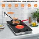 Karinear 110V Electric Cooktop 2 Burners Electric Stove 12 Inch Knob Control Countertop & Built-in Ceramic Cooktop, 9 Heating Level, Hot Warning, Over-Temperature Protection(Black Knob)
