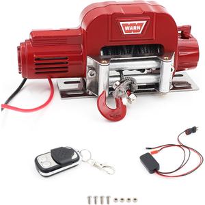 1/10 Scale RC Crawler Winch - Metal Remote Control Winch with Switch for Axial SCX10, SCX10 II, TRX-4, Traxxas 1/10 RC Rock Crawlers & Trail Trucks(Red)